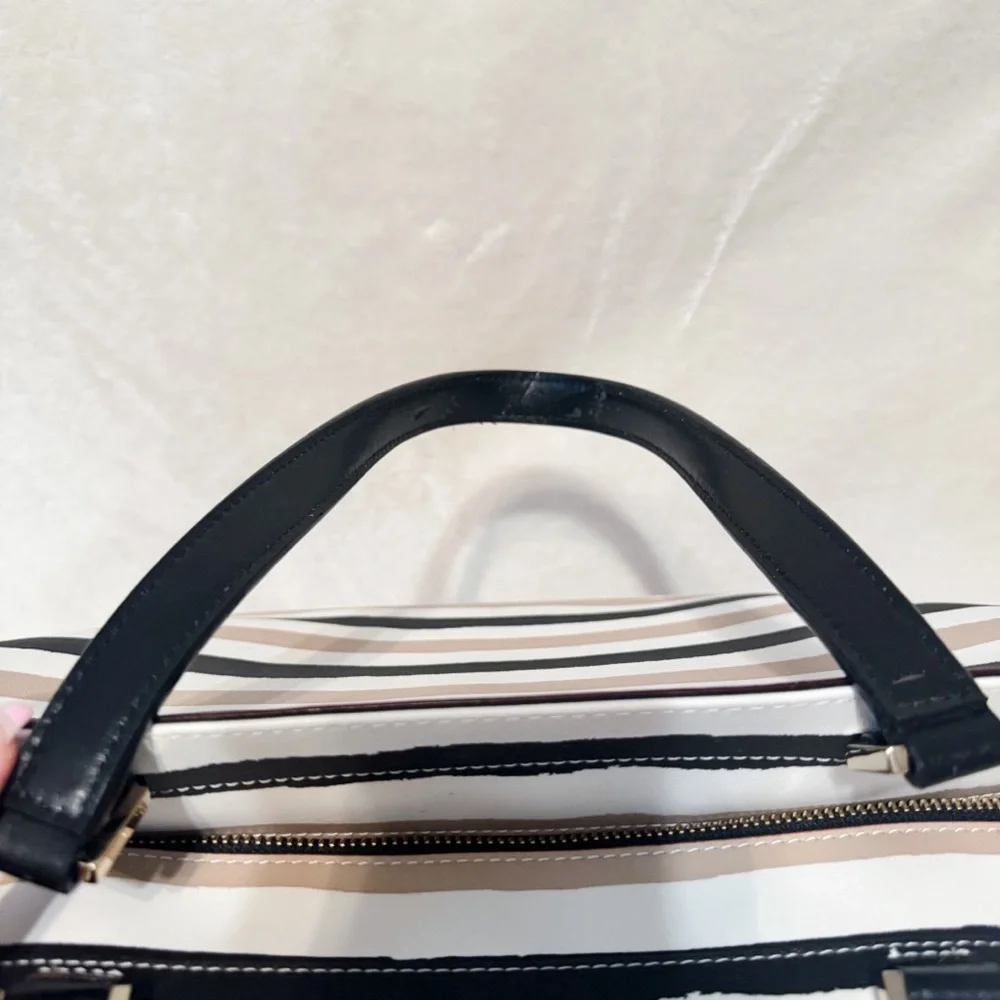 Kate Spade Grant Street Jules Large Tote Grainy Vinyl Striped Bag